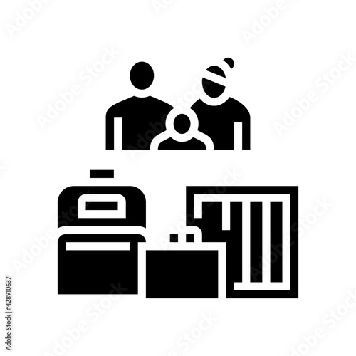 family refugee with luggage glyph icon vector. family refugee with luggage sign. isolated contour symbol black illustration