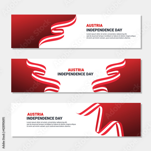 Set of austria independence day banner design. editable banner with austria flag background for independence day celebration. social media and web header template 