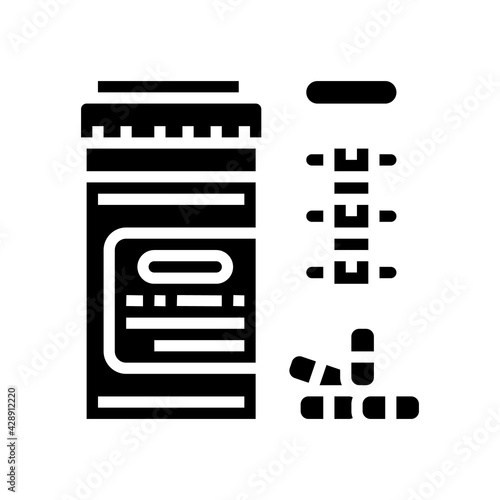 pain reliever pills scoliosis glyph icon vector. pain reliever pills scoliosis sign. isolated contour symbol black illustration