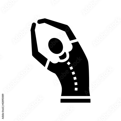 stretching scoliosis glyph icon vector. stretching scoliosis sign. isolated contour symbol black illustration