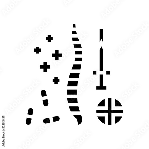 treatment scoliosis glyph icon vector. treatment scoliosis sign. isolated contour symbol black illustration