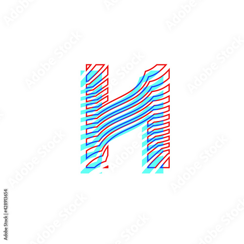 letter H textured curved lines with patterned appearance