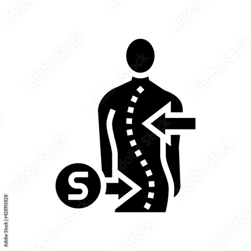 s-shaped scoliosis glyph icon vector. s-shaped scoliosis sign. isolated contour symbol black illustration