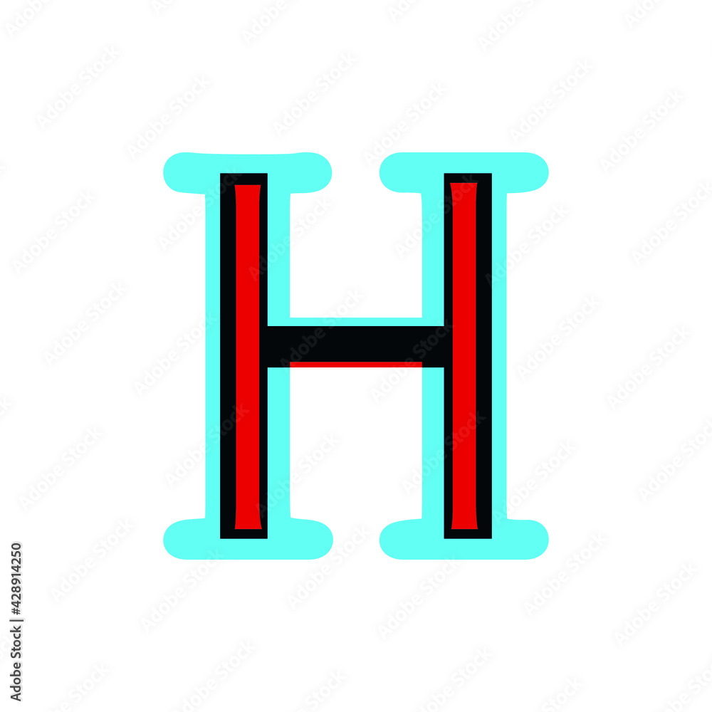 capital letter H vector 3d stereoscopic stereo. sharp symbol in music capital letter H vector 3d stereoscopic stereo. sharp symbol in music