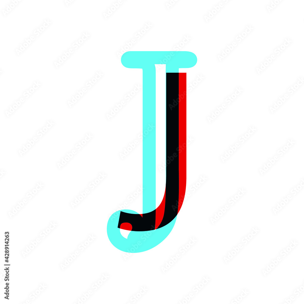 capital letter J vector 3d stereoscopic stereo. sharp symbol in music capital letter J vector 3d stereoscopic stereo. sharp symbol in music