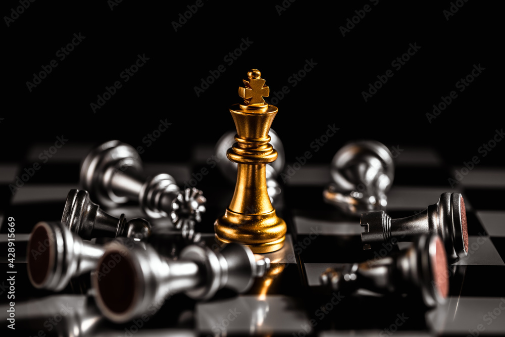 Premium Photo  Golden king chess is last standing in the chess