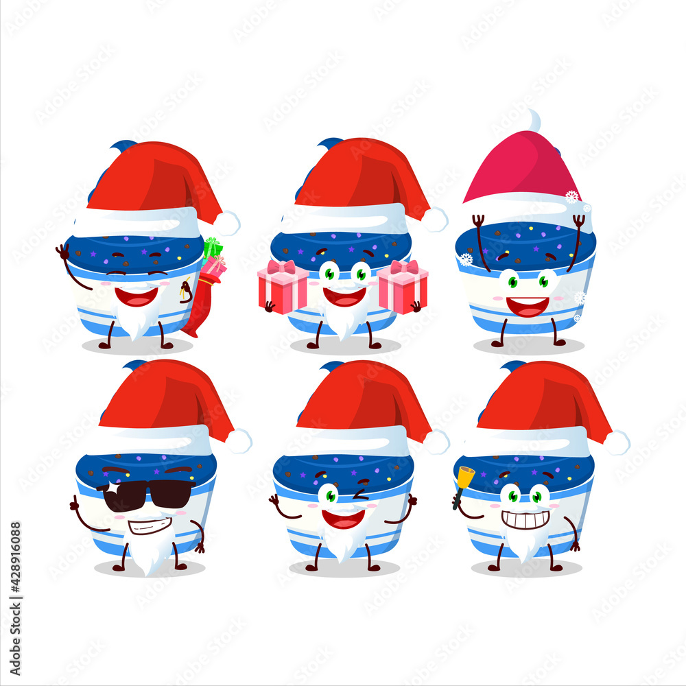 Fototapeta premium Santa Claus emoticons with ice cream blueberry cup cartoon character