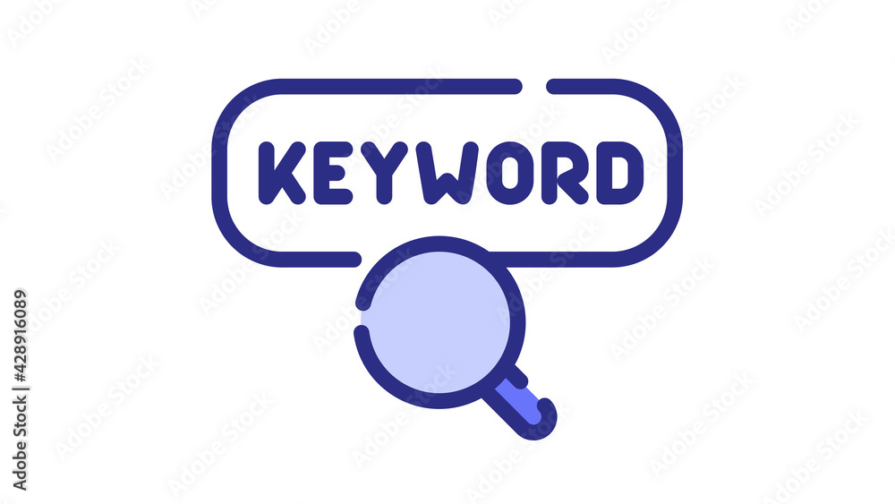 keyword find search seo single isolated icon with dash or dashed line style