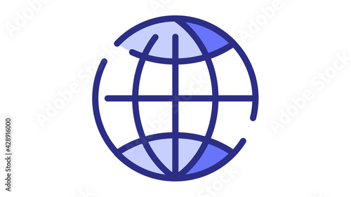 internet website globe map single isolated icon with dash or dashed line style