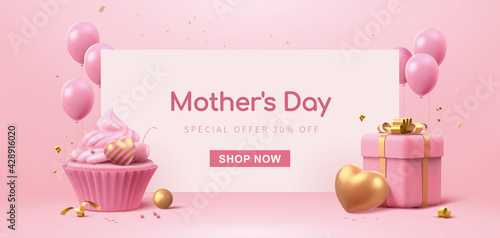 3d minimal pink celebration banner