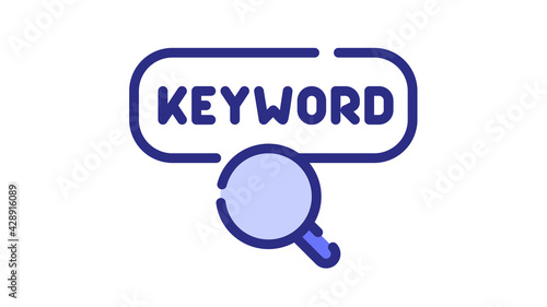keyword find search seo single isolated icon with dash or dashed line style