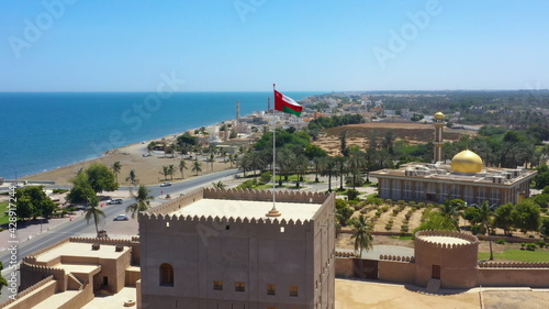 Aerial view of Sohar Fort in the city of Sohar at Al Batinah North governorate, Oman photo