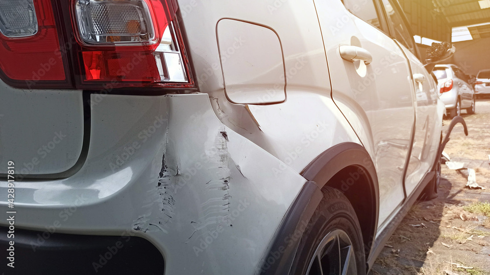Fototapeta premium Damaged bumpers from car accident