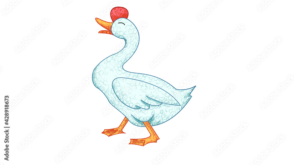 Cartoon Goose Drawing. cute animal oil pastel drawing crayon doodle for children book illustration, poster, or wall painting. Cartoon Goose Drawing. cute animal oil pastel drawing crayon doodle for children book illustration, poster, or wall painting.
