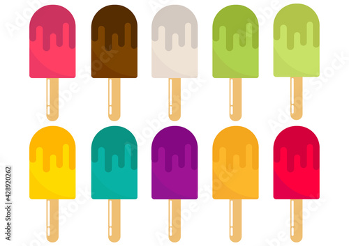 ice cream design with various flavors and bright colors and sweet colors