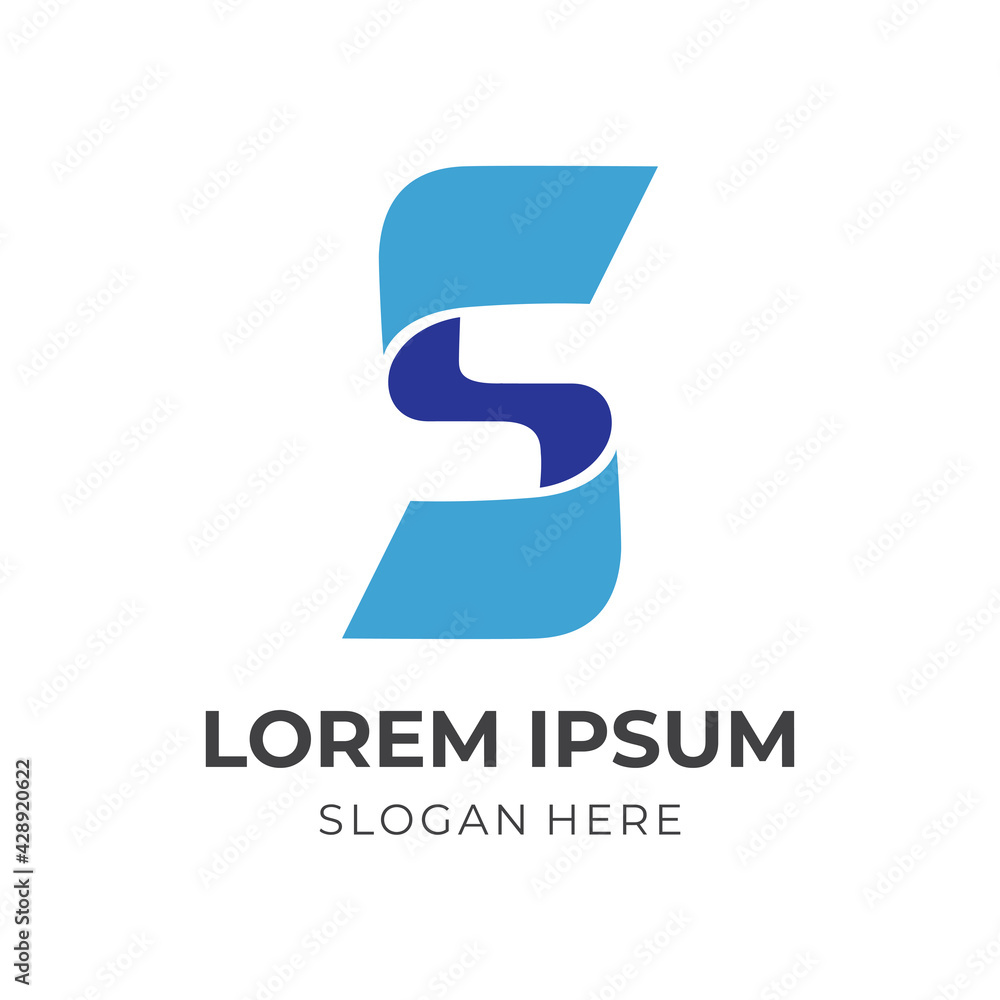 letter S logo design template concept vector with flat blue color style letter S logo design template concept vector with flat blue color style
