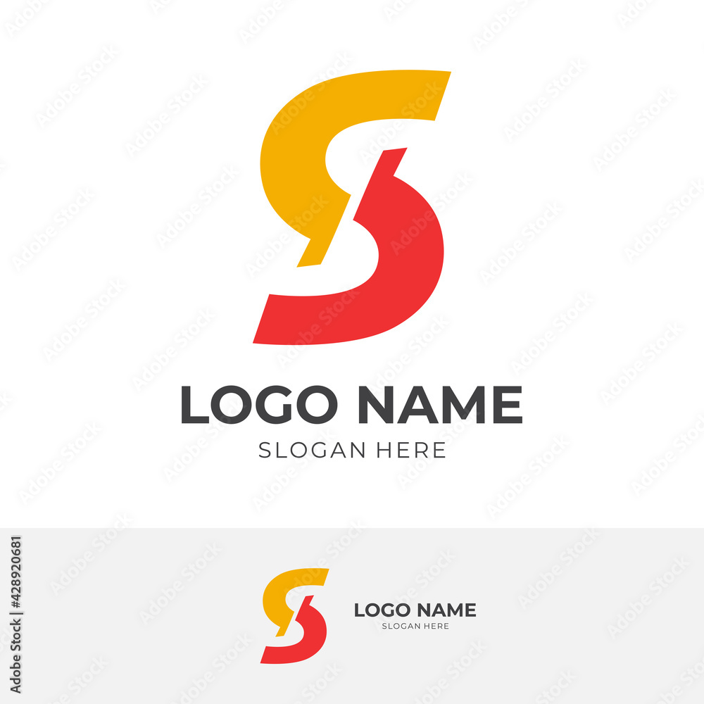 letter S logo design template concept vector with flat orange and yellow color style letter S logo design template concept vector with flat orange and yellow color style