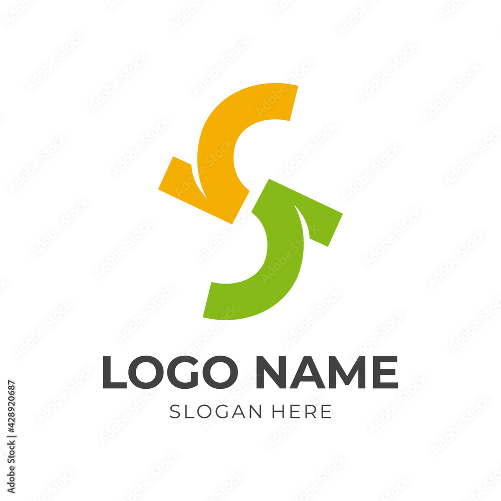 letter S logo design template concept vector with flat green and yellow color style letter S logo design template concept vector with flat green and yellow color style