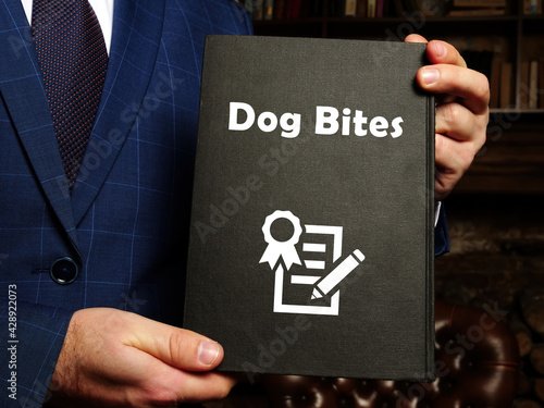  Juridical concept about Dog Bites with phrase on the sheet. photo