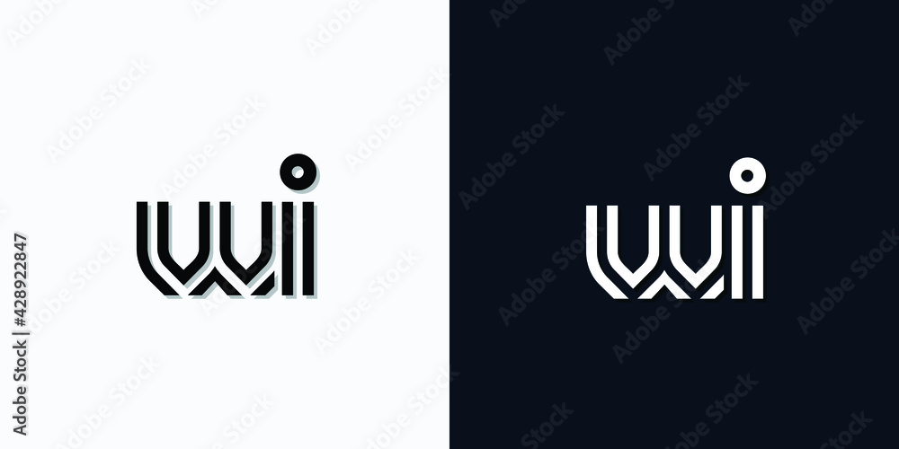 Modern Abstract Initial letter WI logo. This icon incorporates two abstract typefaces in a creative way. It will be suitable for which company or brand name starts those initial. - obrazy, fototapety, plakaty 
