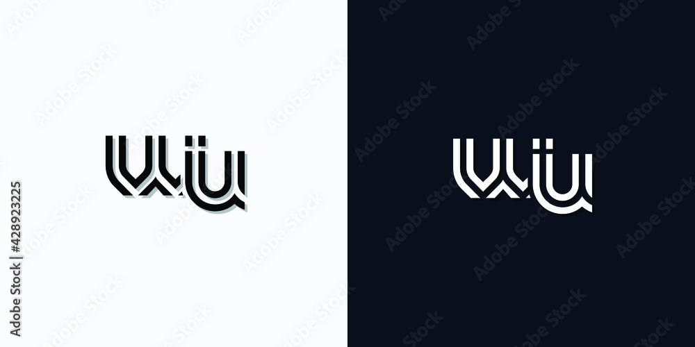 Modern Abstract Initial letter WU logo. This icon incorporates two abstract typefaces in a creative way. It will be suitable for which company or brand name starts those initial.