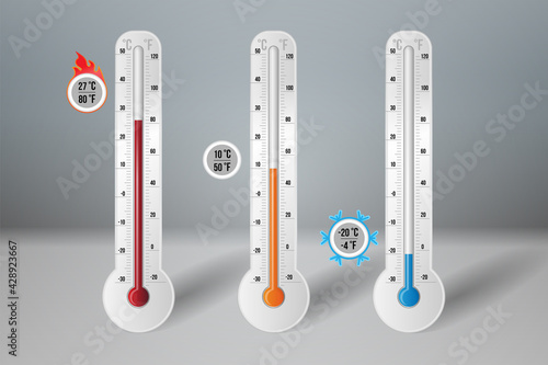 Meteorology thermometer with high, low, middle degree