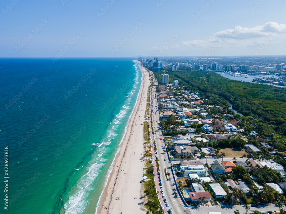 Beautiful aerial view of Central Beach in Fort Lauderdale 