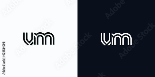 Modern Abstract Initial letter VM logo. This icon incorporates two abstract typefaces in a creative way. It will be suitable for which company or brand name starts those initial.