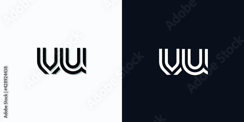 Modern Abstract Initial letter VU logo. This icon incorporates two abstract typefaces in a creative way. It will be suitable for which company or brand name starts those initial.