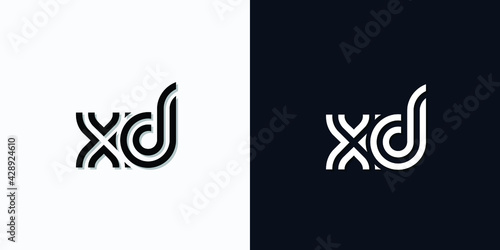 Modern Abstract Initial letter XD logo. This icon incorporates two abstract typefaces in a creative way. It will be suitable for which company or brand name starts those initial.