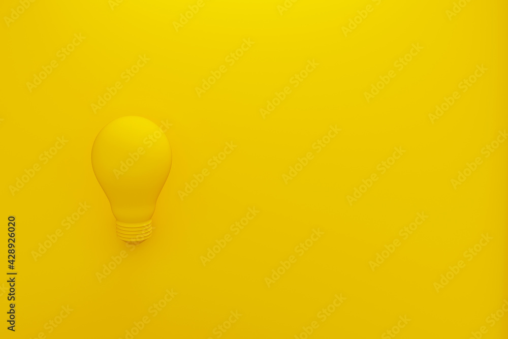 3d illustration. Light bulb yellow on yellow background with copy space 3d illustration. Light bulb yellow on yellow background with copy space