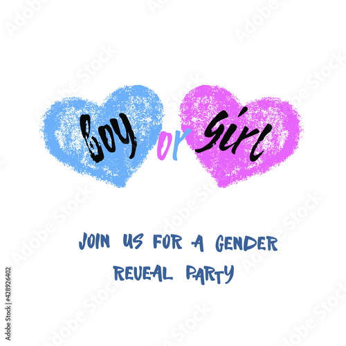 Boy or girl? Gender reveal party card, banner vector element design