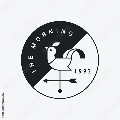 Classic chicken-shaped weather vane. Black color hipster design illustration logo.