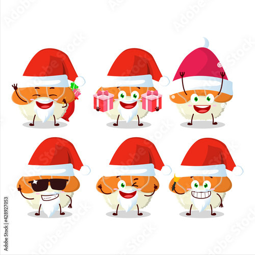 Santa Claus emoticons with nigiri sushi cartoon character