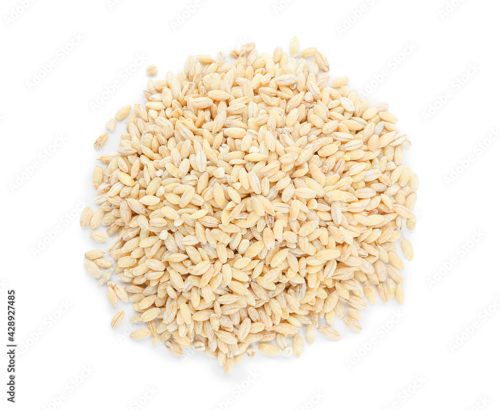 Heap of dry pearled barley on white background Heap of dry pearled barley on white background