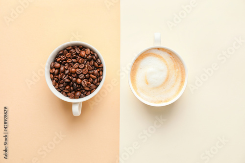 Coffee beans in a white cup...
