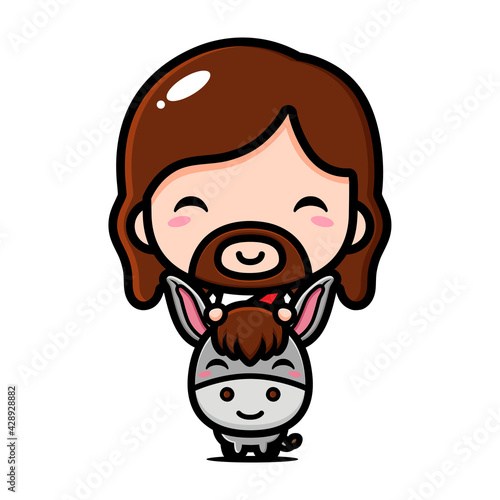 Wallpaper Mural cute cartoon jesus vector design being ridden by horse Torontodigital.ca