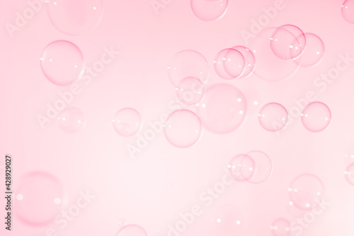 Transparent Pink Soap Bubbles Background.