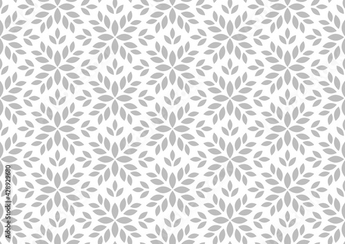 Flower geometric pattern. Seamless vector background. White and gray ornament. Ornament for fabric, wallpaper, packaging. Decorative print.