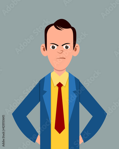 Cartoon male daunting facial expression vector illustration. Young businessman character expression for design, motion or animation.