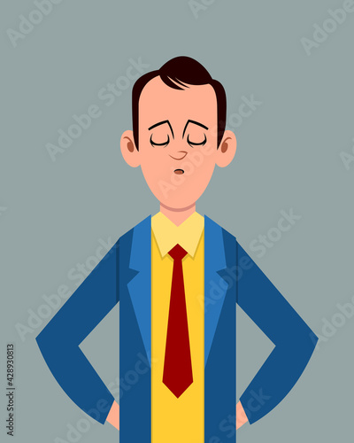 Cartoon male sleepy facial expression vector illustration. Young businessman character expression for design, motion or animation.