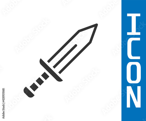 Grey Sword icon isolated on white background. Medieval weapon. Vector