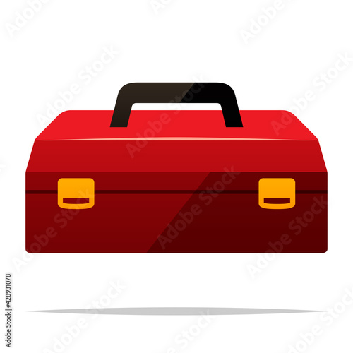Red toolbox vector isolated illustration