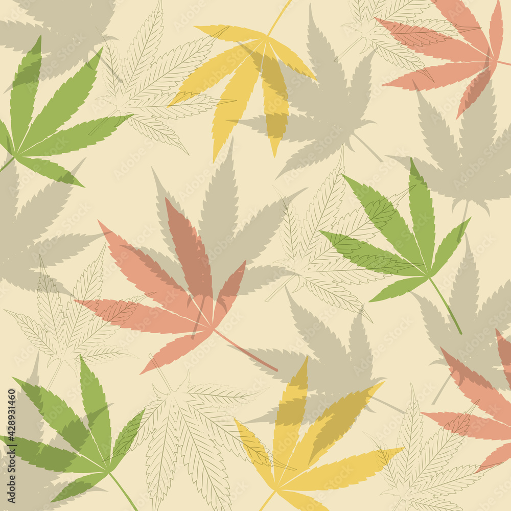 cannabis leaf pattern background vector illustration 05