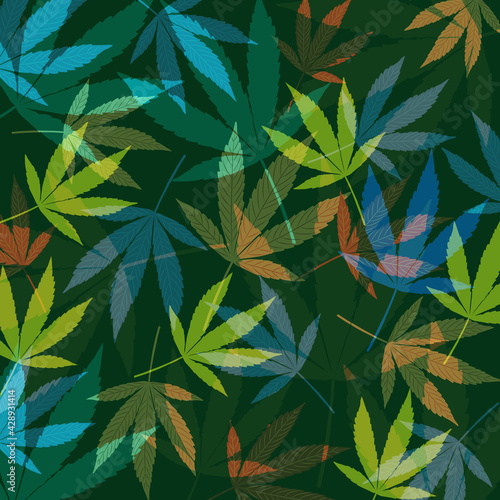 cannabis leaf pattern background vector illustration 02