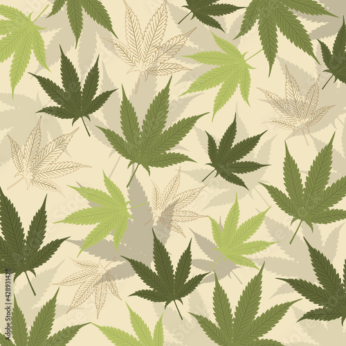 cannabis leaf pattern background vector illustration 03