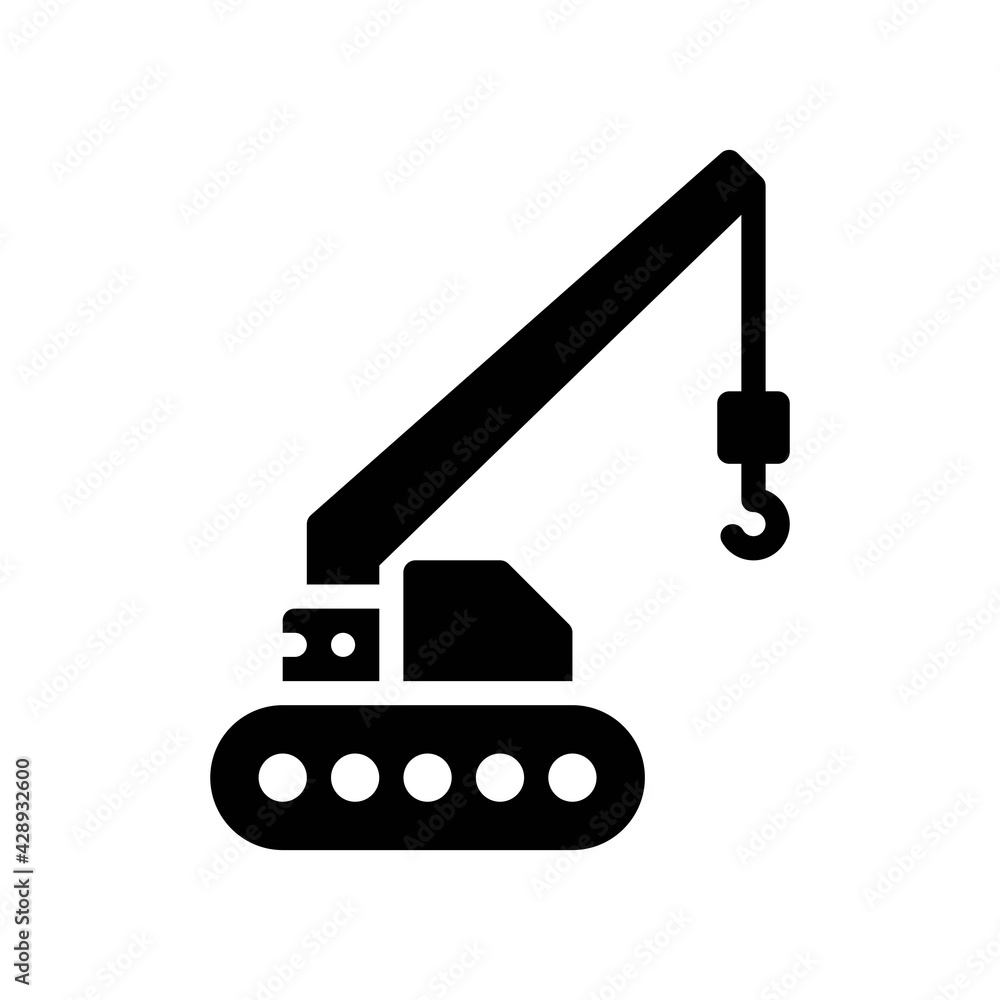 crane icon in solid style isolated on white background. EPS 10 crane icon in solid style isolated on white background. EPS 10