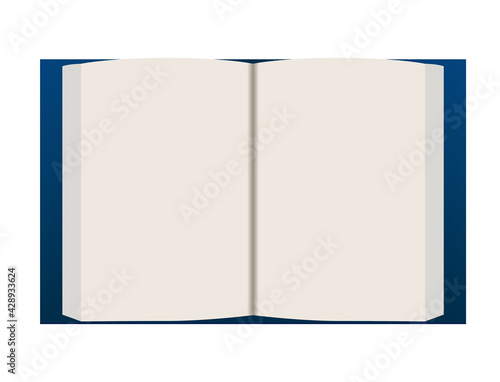 立体的な見開きの本　書籍のイラスト白背景　読書勉強教育のイメージ