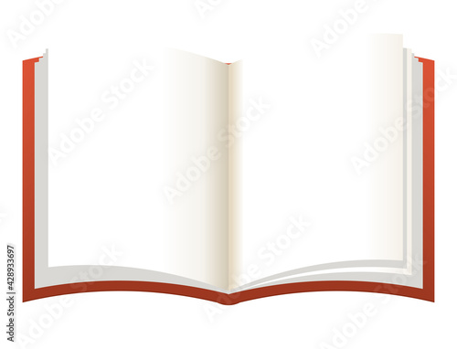 立体的な見開きの本　書籍のイラスト白背景　読書勉強教育のイメージ