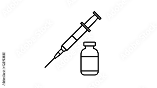 Vaccine bottle and syringe icon background photo